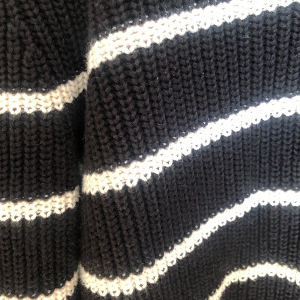 Coastal Marine Chunky Knit Black and White Striped Cotton Sweater XL - Picture 3 of 10